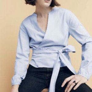 J. Crew Wrap Blue Dress Top
